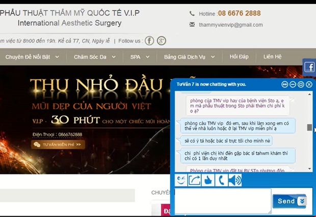 Nh&acirc;n vi&ecirc;n khẳng định Thẩm mỹ viện VIP c&oacute; ph&ograve;ng phẫu thuật ở bệnh viện.