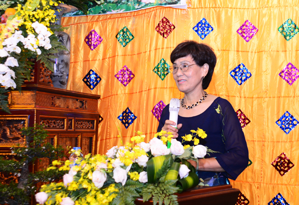 Đại diện ch&iacute;nh quyền quận&nbsp;Đống Đa ph&aacute;t biểu ch&uacute;c mừng.