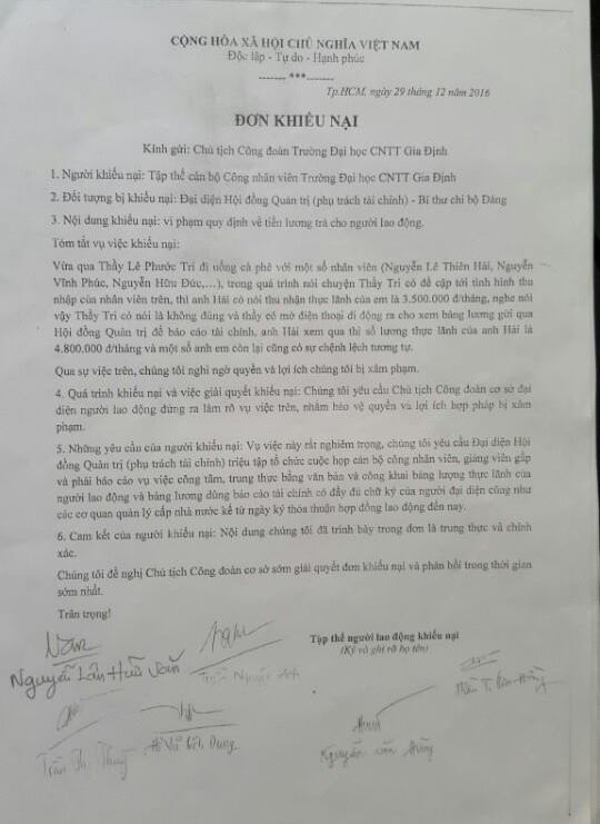 Đơn khiếu nại tập thể tại trường, sau đ&oacute; lộ ra h&agrave;ng loạt bất cập tại trường