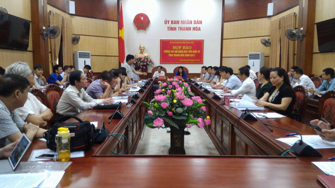 Họp b&aacute;o th&ocirc;ng tin về chuẩn bị cho Hội nghị x&uacute;c tiến đầu tư tỉnh Thanh H&oacute;a năm 2017. (Ảnh: A.Thắng)