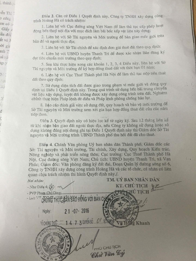 Quyết&nbsp;định của UBND TP H&agrave; Nội