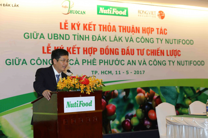 &Ocirc;ng Trần Thanh Hải &ndash; Chủ tịch HĐQT C&ocirc;ng ty NutiFood ph&aacute;t biểu tại Lễ k&yacute; kết.