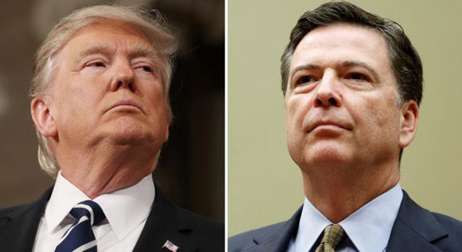 Tổng thống Mỹ Donald Trump v&agrave; Gi&aacute;m đốc Cục Điều tra li&ecirc;n bang Mỹ (FBI) James Comey. (Nguồn: Reuters)