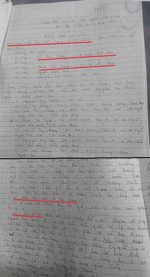 Bi&ecirc;n bản của C&ocirc;ng an huyện Bảo L&acirc;m v&agrave; C&ocirc;ng an x&atilde; Lộc Ng&atilde;i lập l&uacute;c 14h, nhưng sự việc xảy ra l&uacute;c 14h30. C&oacute; nghĩa bi&ecirc;n bản lập trước khi sự việc xảy ra. Liệu c&oacute; sự gi&agrave;n dựng, l&agrave;m giả chứng cứ?