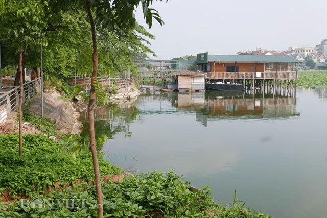 Theo lời &ocirc;ng Hồi, đ&acirc;y l&agrave; chiếc &ldquo;lều&rdquo; m&agrave; &ocirc;ng Vũ Hoa Thảo xin UBND phường Quảng An được l&agrave;m để tr&ocirc;ng coi, bảo vệ hồ v&agrave; sơ chế ch&egrave; sen.