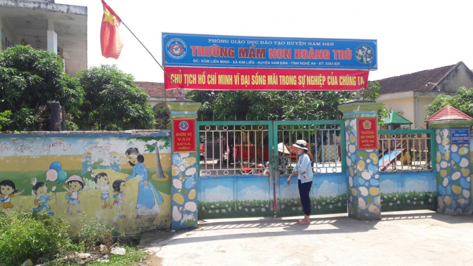 Trường mầm non Ho&agrave;ng Tr&ugrave; nơi xảy ra sự việc.