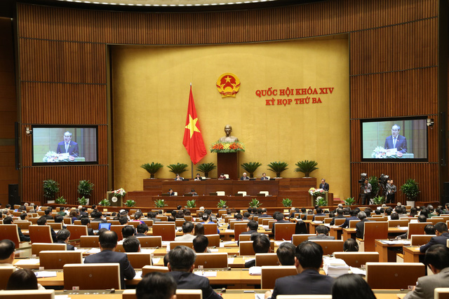 To&agrave;n cảnh phi&ecirc;n họp Quốc hội s&aacute;ng 22/5. (Ảnh: Phương Thảo)