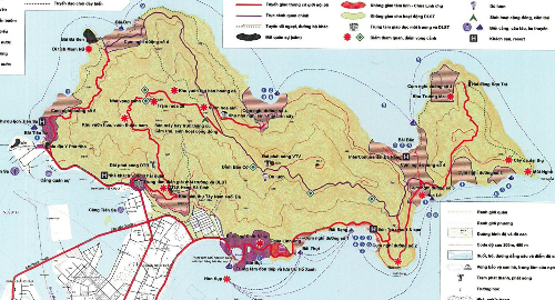 Bản đồ quy hoạch tổng thể khu du lịch quốc gia Sơn Tr&agrave;.&nbsp;Phần m&agrave;u t&iacute;m l&agrave; trung t&acirc;m tiếp đ&oacute;n v&agrave; lưu tr&uacute;.- Dẫn Điều 30 Luật Đầu tư, Hiệp hội Du lịch Đ&agrave; Nẵng cho rằng quy hoạch tổng thể Sơn Tr&agrave; đ&atilde; vi phạm luật khi cho ph&eacute;p c&aacute;c chủ đầu tư triển khai dự &aacute;n du lịch với diện t&iacute;ch tr&ecirc;n 1.000 ha. Quan điểm của Ph&oacute; thủ tướng về vấn đề n&agrave;y?