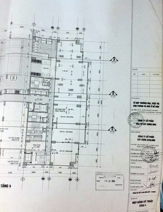 Bản vẽ mặt bằng kỹ thuật&nbsp;tầng 4 t&ograve;a nh&agrave; Helios (Ảnh người d&acirc;n cung cấp)