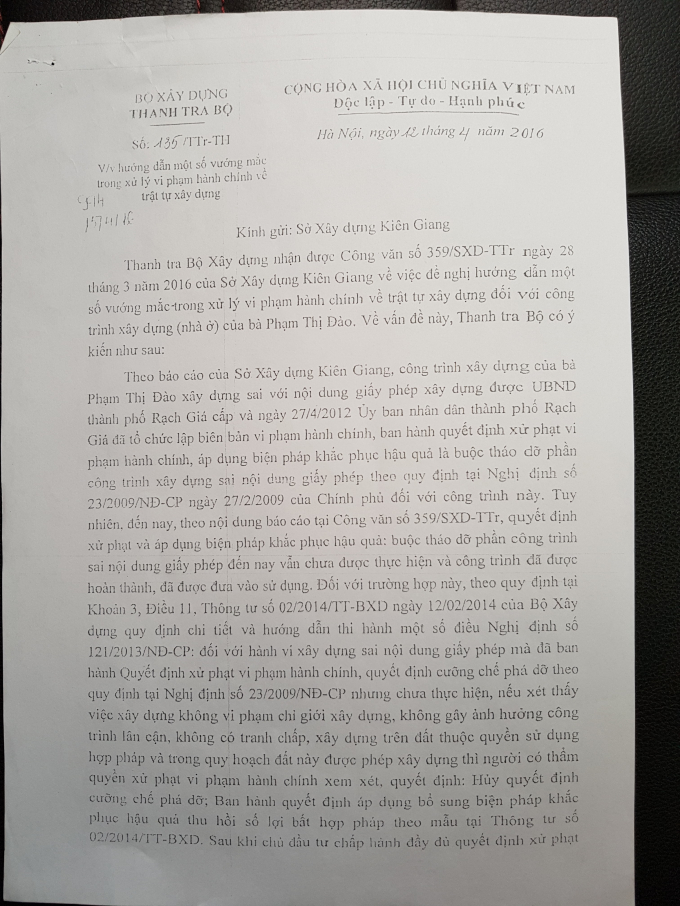 Ki&ecirc;n Giang: &Aacute;p dụng &ldquo;luật ri&ecirc;ng&rdquo; để xử l&yacute; c&ocirc;ng tr&igrave;nh vi phạm?