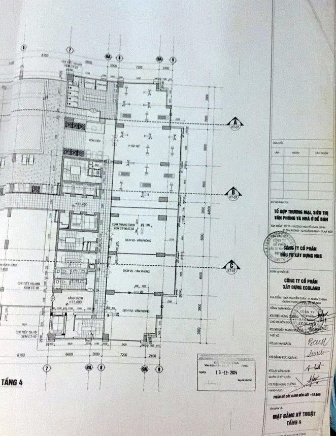 Bản vẽ mặt bằng kỹ thuật&nbsp;tầng 4 t&ograve;a nh&agrave; Helios (Ảnh người d&acirc;n cung cấp).