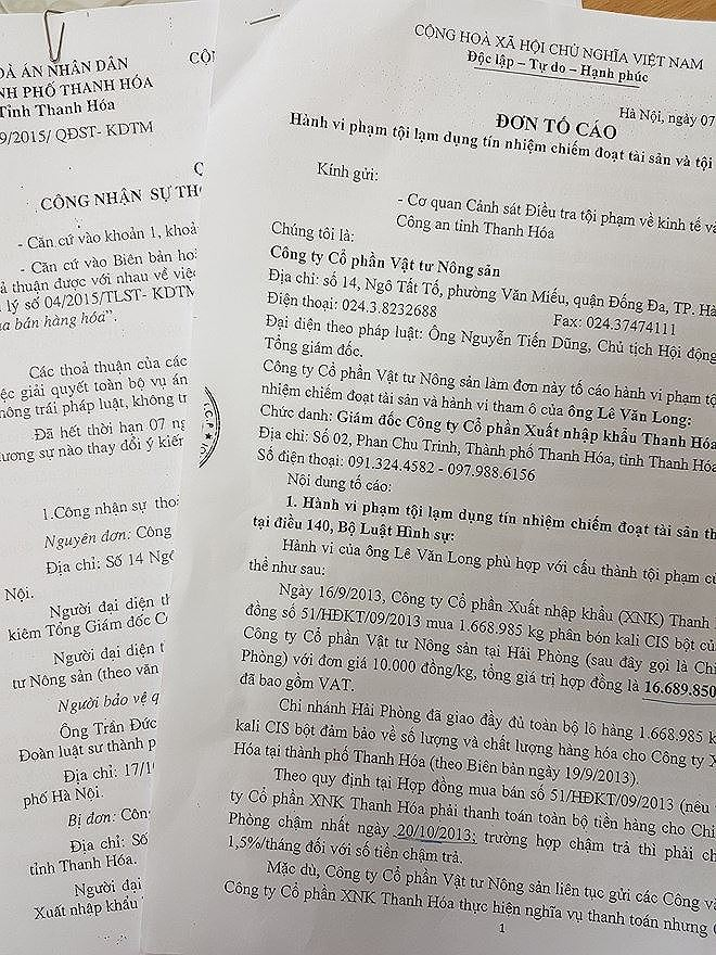 Nhọc nhằn đi đ&ograve;i nợ suốt nhiều năm qua, Apromaco đ&atilde; l&agrave;m đơn tố c&aacute;o&nbsp;C&ocirc;ng ty Cổ phần XNK Thanh H&oacute;a gửi tới c&aacute;c cơ quan chức năng, nhưng đến nay mọi việc vẫn