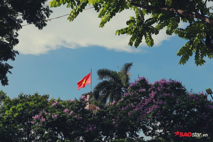 Những khoảng trời xanh ngắt xen lẫn m&agrave;u t&iacute;m biếc.