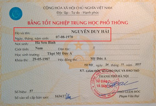 Bằng chứng thể hiện con trai đầu b&agrave; T&acirc;m sinh năm 1970- Ảnh: Xu&acirc;n Ho&agrave;ng.&nbsp;