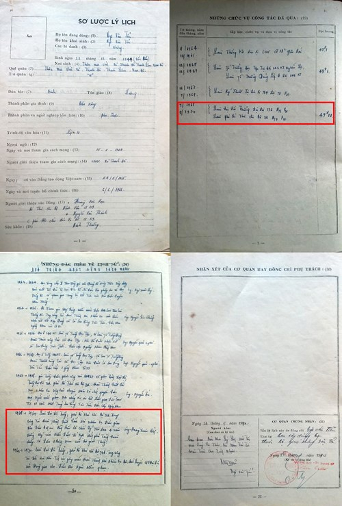 L&yacute; lịch gốc của &ocirc;ng Ng&ocirc; Văn Tiển l&agrave; cơ sở thể hiện t&iacute;nh ph&aacute;p l&yacute; ai l&agrave; Đại đội trưởng C736 sau khi C731 s&aacute;p nhập v&agrave;o C736 v&agrave; lấy phi&ecirc;n hiệu C736- Ảnh: Xu&acirc;n Ho&agrave;ng.&nbsp;