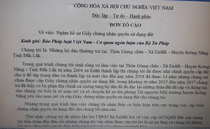 Đơn tố c&aacute;o gửi đến b&aacute;o Ph&aacute;p luật Việt Nam