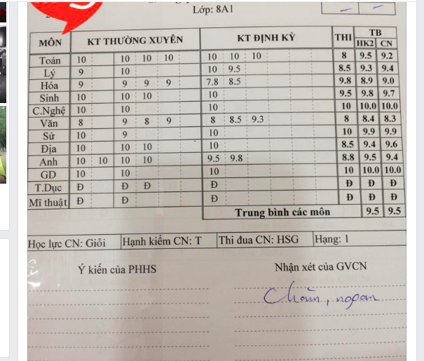 Cuối năm học, bảng điểm của con lại được bố mẹ t&iacute;ch cực khoe l&ecirc;n mạng x&atilde; hội (ảnh minh họa)