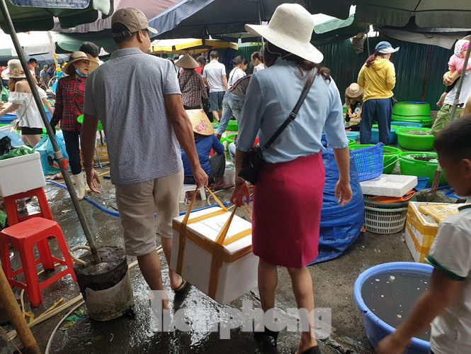 Hầu như kh&aacute;ch đến chợ c&aacute; n&agrave;y, ai ai cũng mua cho m&igrave;nh v&agrave;i thứ. Người th&ugrave;ng lớn, kẻ th&ugrave;ng b&eacute; nối nhau mang ra xe.