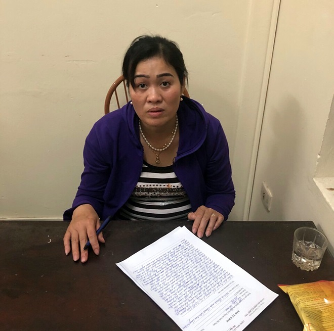 Đối tượng Loan tại cơ quan Công an.