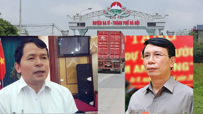 Chủ tịch UBND huyện Ba Vì ông Bạch Công Tiến (trái) -  Ông Hà Xuân Hưng, Bí thư Huyện uỷ Ba Vì (phải).  Ảnh Chí Kiên