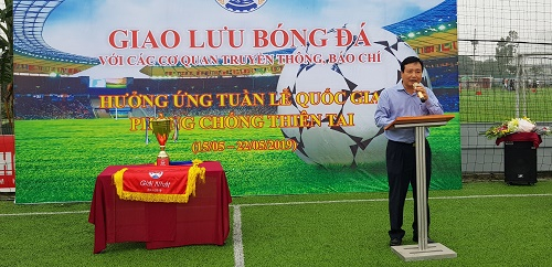 Đại diện Tổng cục Phòng chống thiên tai phát biểu tại Lễ khai mạc của giải đấu