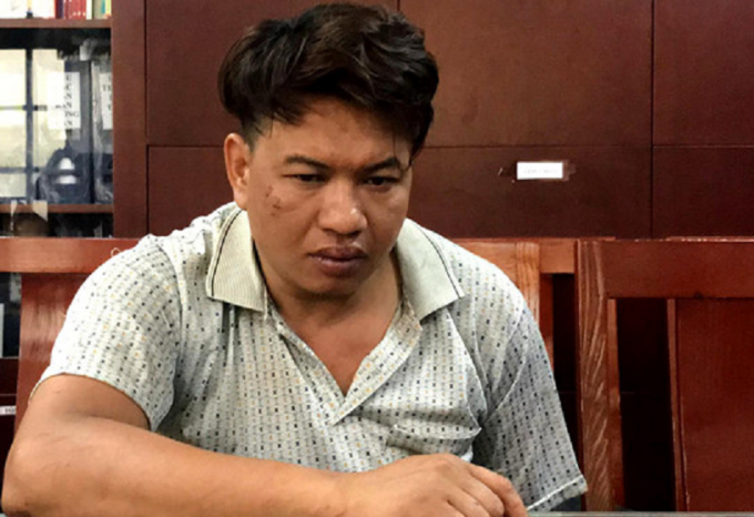 Đối tượng Bình tại cơ quan Công an.