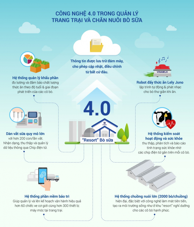 Resort B&ograve; Sữa Vinamilk T&acirc;y Ninh l&agrave; trang trại mở đầu cho việc ứng dụng  c&ocirc;ng nghệ hiện đại 4.0 v&agrave;o chăn nu&ocirc;i b&ograve; sữa