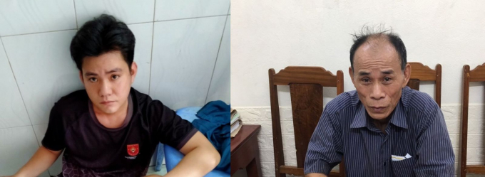 2 đối tượng truy nã Lê Đình Tần(áo xám) và Đặng Sỹ Phú