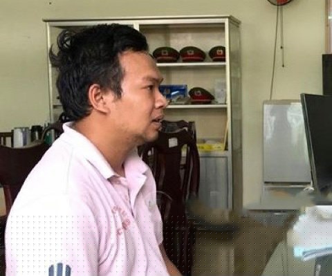 Đối tượng Trương Kiến Minh tại cơ quan C&ocirc;ng an.