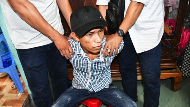 Đối tượng Sơn Thanh Tuấn tại cơ quan Công an.