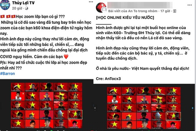 Hình ảnh của tập thể sinh viên ĐH Thủy lợi đã được chụp màn hình và lan truyền trong một số hội nhóm sở hữu hàng chục ngàn thành viên trên Facebook.