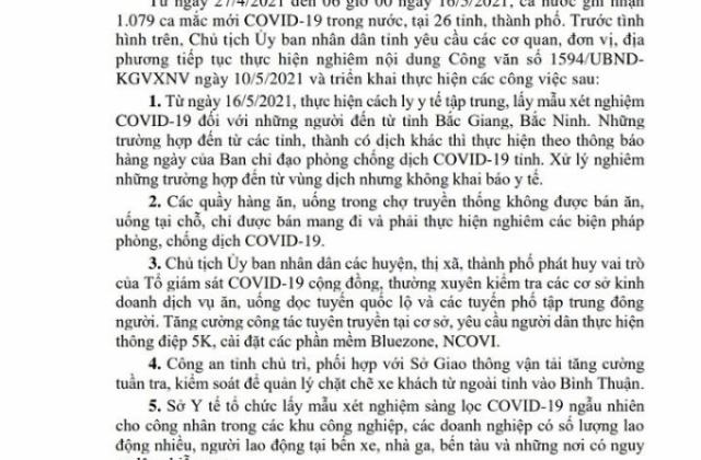 Bình Thuận: Xử lý nghiêm trường hợp đến từ vùng dịch không khai báo y tế