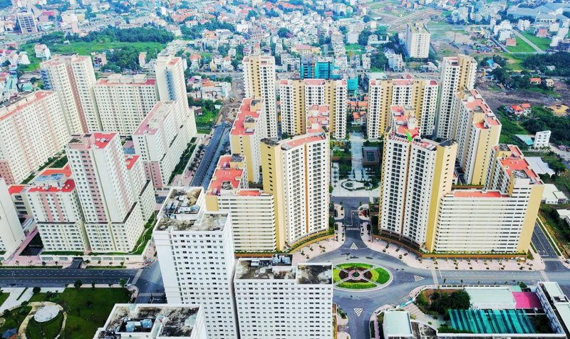 Bên trong Khu tái định cư Bình Khánh, quận 2, Tp.Thủ Đức, Tp.HCM - Ảnh: BM.