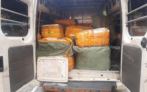 Bắt giữ xe chở gần 1,5 tấn nầm lợn bốc mùi hôi thối