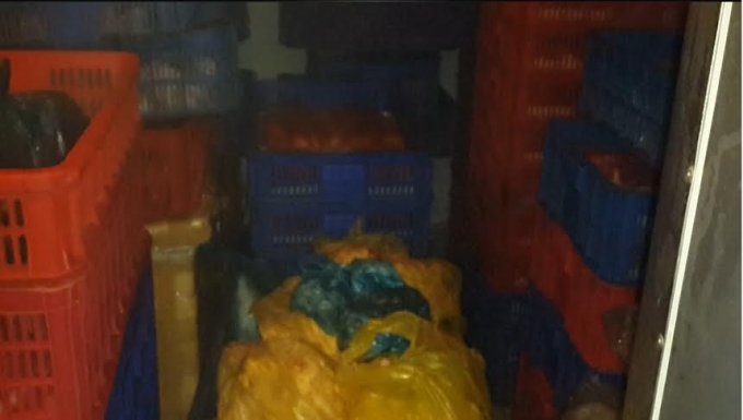 Số thịt giả được cất giấu trong kho lạnh.