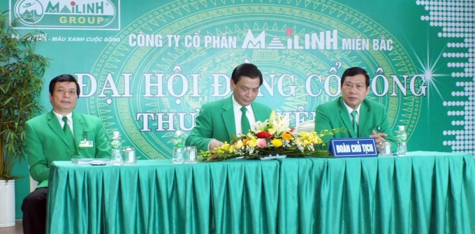 L&atilde;nh đạo C&ocirc;ng ty CP Mai Linh miền Bắc trong buổi&nbsp;Đại hội đồng cổ c&ocirc;ng của đơn vị&nbsp;&nbsp;(ảnh mailinh.vn)