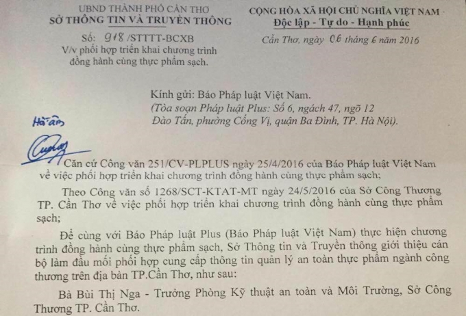 Sở Th&ocirc;ng tin v&agrave; Truyền th&ocirc;ng Cần Thơ sẵn s&agrave;ng v&agrave;o cuộc c&ugrave;ng chiến dịch Đồng h&agrave;nh c&ugrave;ng thực phẩm sạch.