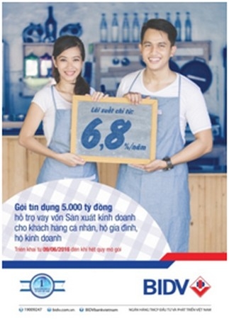 Từ ng&agrave;y 09/06/2016 đến khi hết quy m&ocirc; g&oacute;i, Ng&acirc;n h&agrave;ng TMCP Đầu tư v&agrave; Ph&aacute;t triển Việt Nam - BIDV triển khai G&oacute;i t&iacute;n dụng 5.000 tỷ đồng với nhiều ưu đ&atilde;i hấp dẫn.