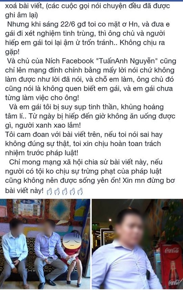 Sự việc được L.L chia sẻ tr&ecirc;n facebook c&aacute; nh&acirc;n.