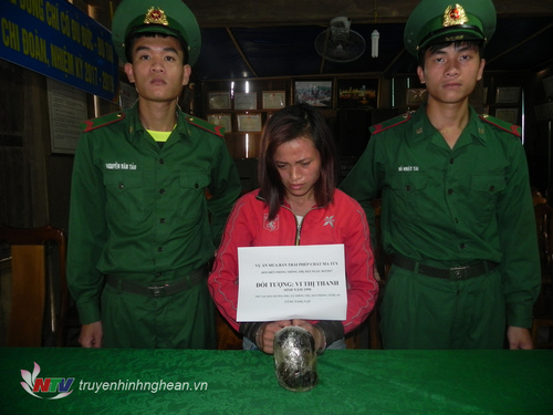 Đối tượng Vi Thị Thanh v&agrave; tang vật vụ &aacute;n. (Ảnh: Đ&agrave;i truyền h&igrave;nh Nghệ An)