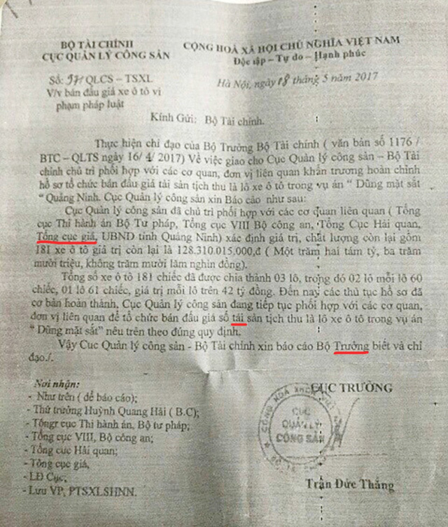 Văn bản giả mạo c&ocirc;ng văn của Cục quản l&yacute; C&ocirc;ng sản