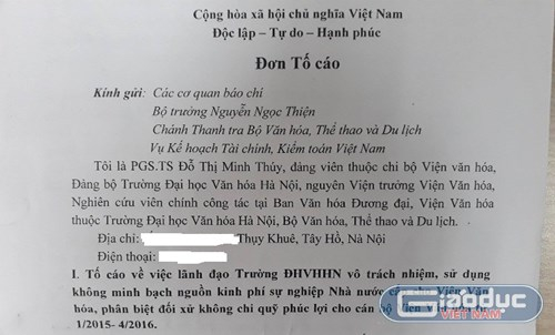 Hiệu trưởng Trường Đại học Văn h&oacute;a phủ nhận