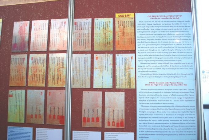 Một số ch&acirc;u bản triều Nguyễn, t&agrave;i liệu H&aacute;n - N&ocirc;m n&oacute;i về chủ quyền biển đảo của Việt Nam với 2 quần đảo Ho&agrave;ng Sa - Trường Sa.