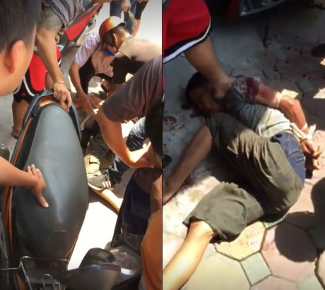 Đối tượng cầm dao ch&eacute;m 4 người đi đường.