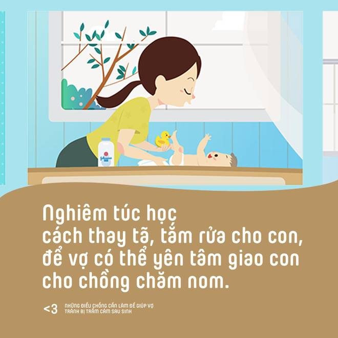 Nghi&ecirc;m t&uacute;c học c&aacute;ch thay t&atilde;, tắm rửa cho con, để vợ c&oacute; thể y&ecirc;n t&acirc;m giao con cho chồng chăm nom.