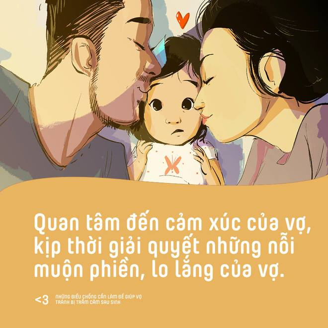 Quan t&acirc;m đến cảm x&uacute;c của vợ, kịp thời giải quyết những nỗi muộn phiền, lo lắng của vợ.