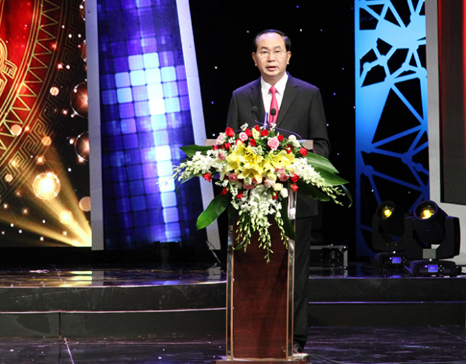 Chủ tịch nước Trần Đại Quang ph&aacute;t biểu tại Lễ Trao giải.