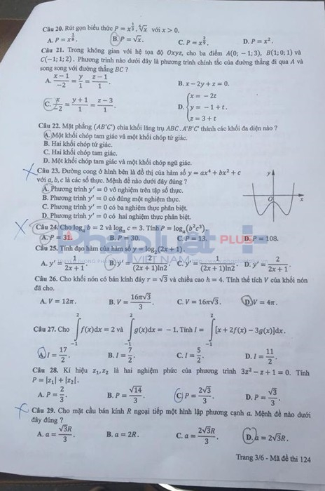Đề thi m&ocirc;n To&aacute;n THPT quốc gia 2017 v&agrave; gợi &yacute; lời giải