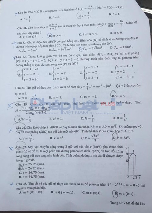 Đề thi m&ocirc;n To&aacute;n THPT quốc gia 2017 v&agrave; gợi &yacute; lời giải