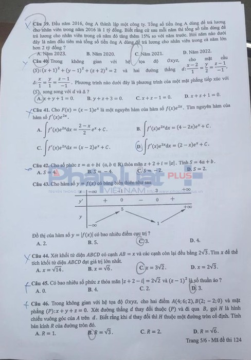 Đề thi m&ocirc;n To&aacute;n THPT quốc gia 2017 v&agrave; gợi &yacute; lời giải